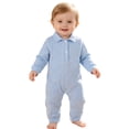 thumbnail image 6 of Hudaneo Newborn Boy Clothes 9M Baby Boy Long Sleeve Button Bodysuit Romper Jumpsuit One Piece Outfit Newborn Infant Fall Winter Wear, 6 of 7