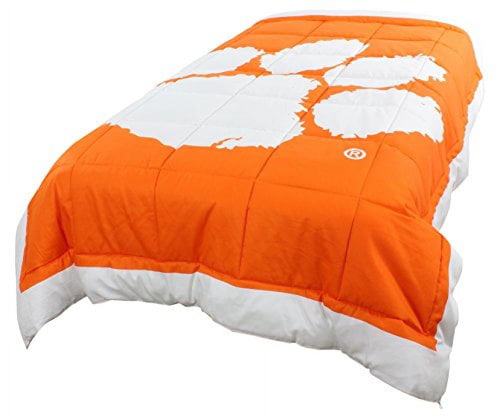 Clemson Tigers 2 Sided Reversible Comforter, 100% Cotton Sateen, 68" x 86", Twin