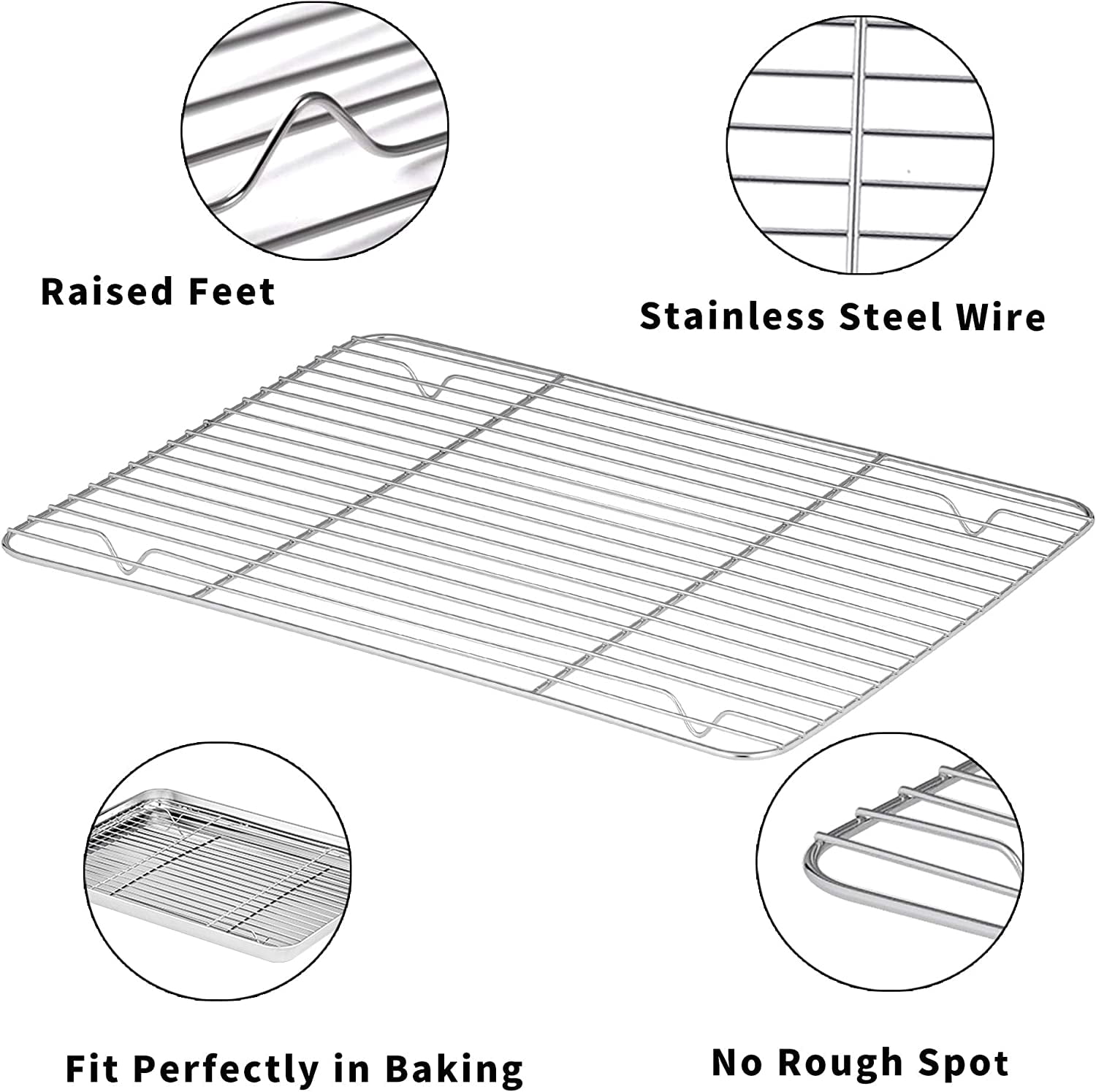 Baking Tray with Rack Set, Stainless Steel Baking Sheet with Cooling Rack 15.7" x 11.8", Easy Clean & Dishwasher Safe, Oven Trays for Bread/ Biscuits/ Meat Cooking Suitable for Thanksgiving,Christmas