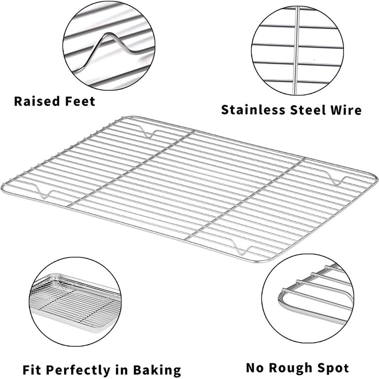 Baking Sheet with Cooling Rack, Stainless Steel Half Size Cookie Sheet Pan  and Baking Rack Set, 15.7 x 11.8, Non Toxic & Rust Free, Thick & Heavy  Duty, Mirror Finish & Dishwasher