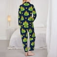 thumbnail image 3 of Pajama Sets for Women 2 Pcs, Frog prince crowns navyblue Button Down Long Sleeve Sleepwear Lounge PJ Sets, 3 of 6
