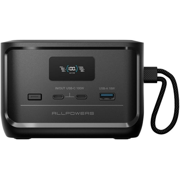 ALLPOWERS 99.2Wh Power Bank Station, 100W Fast Charge LiFePO4 Battery Solar Generator, 128W Output for Laptop, Phone, Drone, Outdoor Camping
