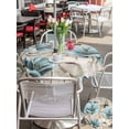 thumbnail image 5 of Outdoor Tablecloths with Umbrella Hole & Zipper, Teal Blue Tulips Round Tablecloth 54 Inch, Spring Floral Barn Doors Vintage Wood Beige Waterproof Table Cloth, Patio/Pool/Picnic Table Covers, 5 of 8