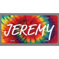 thumbnail image 1 of Jeremy Name Tie Dye Style License Plate Tag Vanity Novelty Metal | UV Printed Metal | 6-Inches By 12-Inches | Car Truck RV Trailer Wall Shop Man Cave | NP1742, 1 of 1