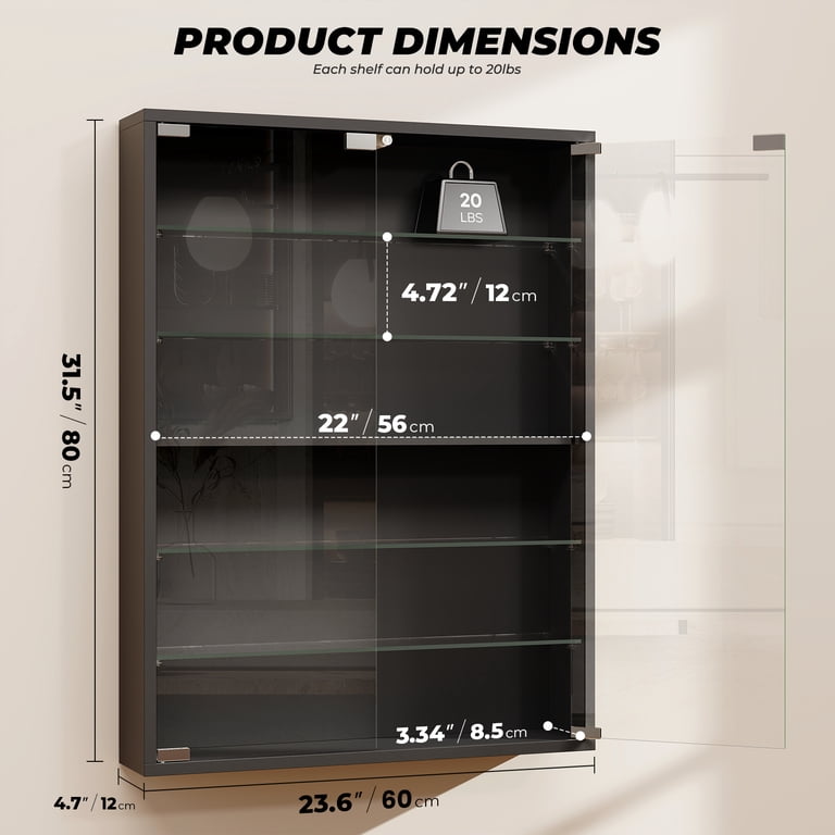 baseball card glass display case Baseball and Card Glass Display Case Black