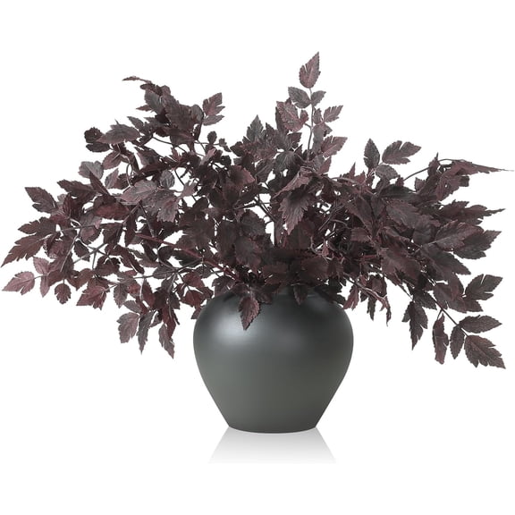 6 Pack 18 Inches Artificial Cimicifuga Plant Leaf Spray Faux Plum Cimicifuga Ramosa Leaf Branch Faux Fall Spray Silk Plants for Home Vase Wedding Garden Farmhouse Table Mantel Decor
