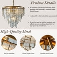 thumbnail image 4 of 6-Light Luxury Water Ripple Glass Chandelier Pendant Light Modern Brass Frame Lighting Fixture for Dining Room Living Room and Kitchen Island, 4 of 8