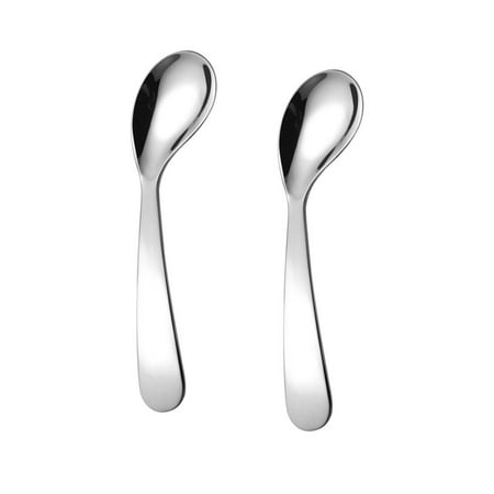 

2Pcs Baby Spoon Baby Eating Learning Spoon Infant Feeding Tool Practice Spoon Silver