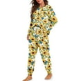 thumbnail image 2 of FOR U DESIGNS Sunflower Butterfly Women's Drawstring Pajamas Set Sleepwear Long Sleeve Crew Tops 2 Piece Size 2XL Nightwear Long Pants with Pockets for Women Winter, 2 of 6