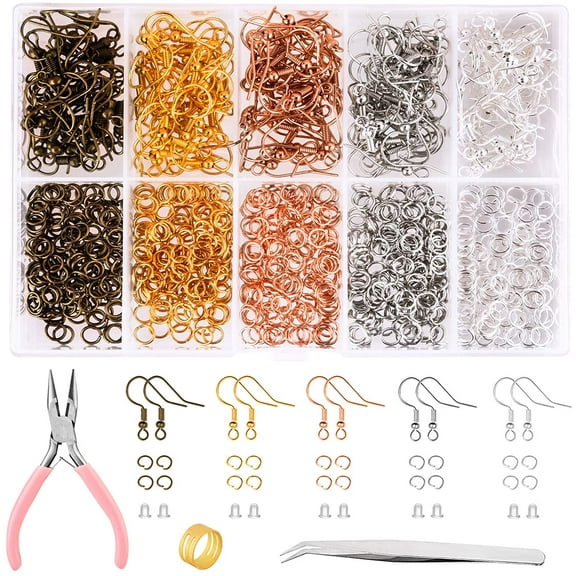 JESOT Earring Making Kit, 1403pcs Earring Kit for Making Earrings,Jump Ring Opener, Tweezers and Pliers