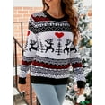 thumbnail image 4 of Liacowi Women Juniors Christmas Sweater Long Sleeve Christmas Print Pullover Retro Jumpers Tops Fall Loose Knitwear for Teen, 4 of 9