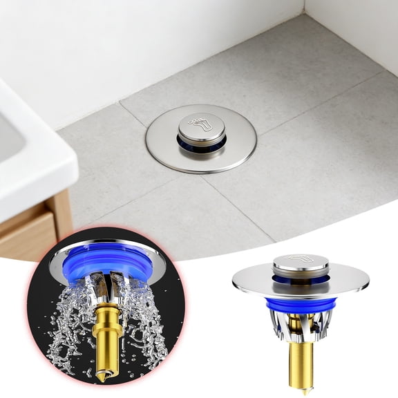 2-Pack Universal Bathroom Sink Stopper with Hair Catcher, Pop-up Drain Plug for  Bathroom Sink & Bathtub Drains, Anti-Clog Lavatory Sink Plug Replacement, Anti-Leak Drain Stopper