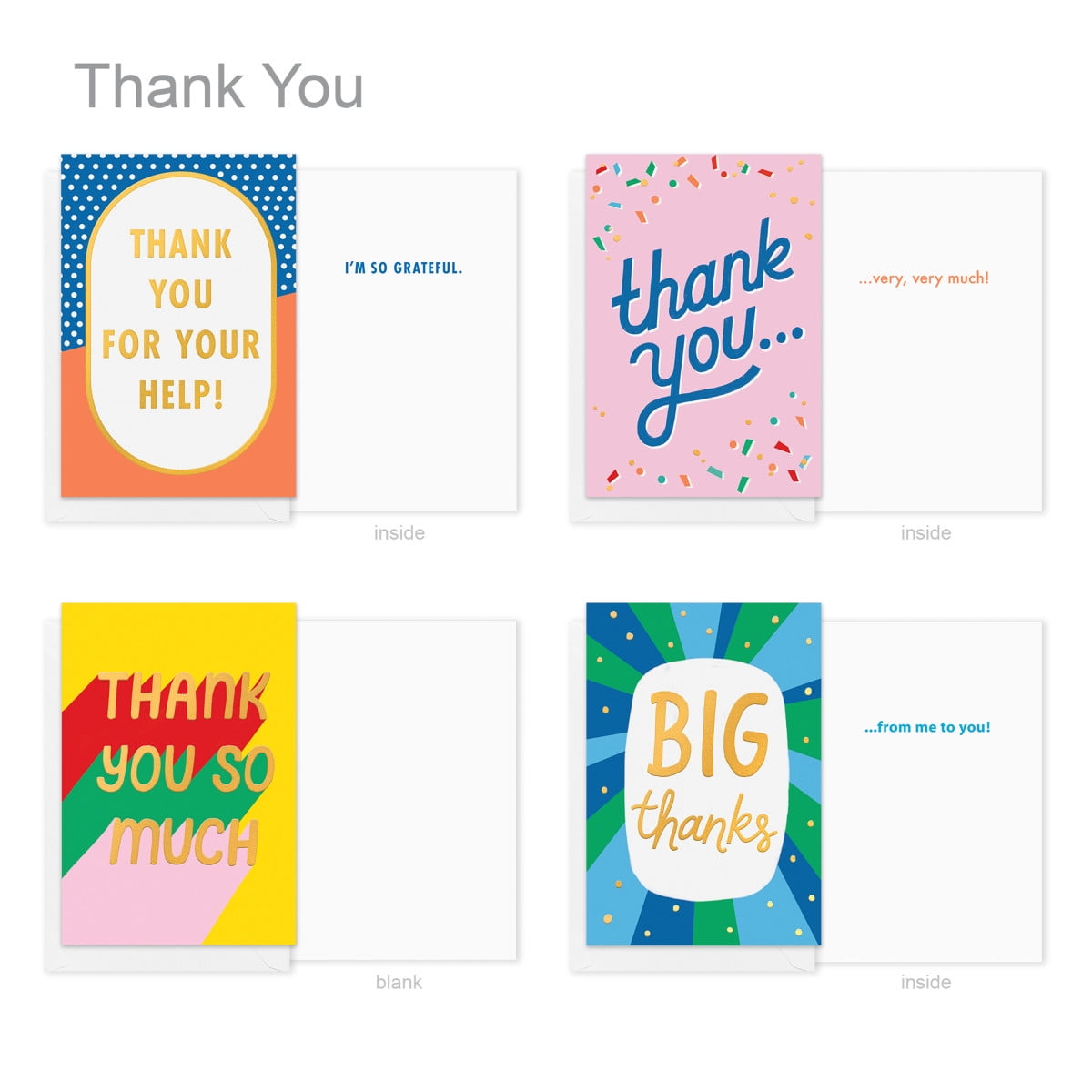 American Greetings - Assortiment de 15 cartes de remerciements avec enveloppes et cachets (Gros merci)