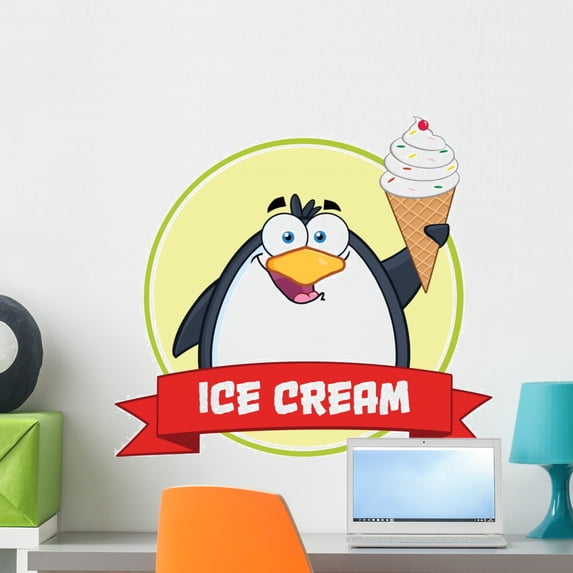 Smiling Penguin with Ice Wall Decal by Wallmonkeys Peel and Stick Graphic (24 in W x 22 in H) WM167361