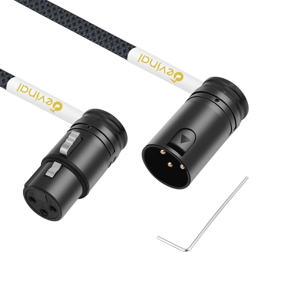 Cable XLR Devinal giratorio en ángulo recto macho a hembra de 1 m, 2 unidades