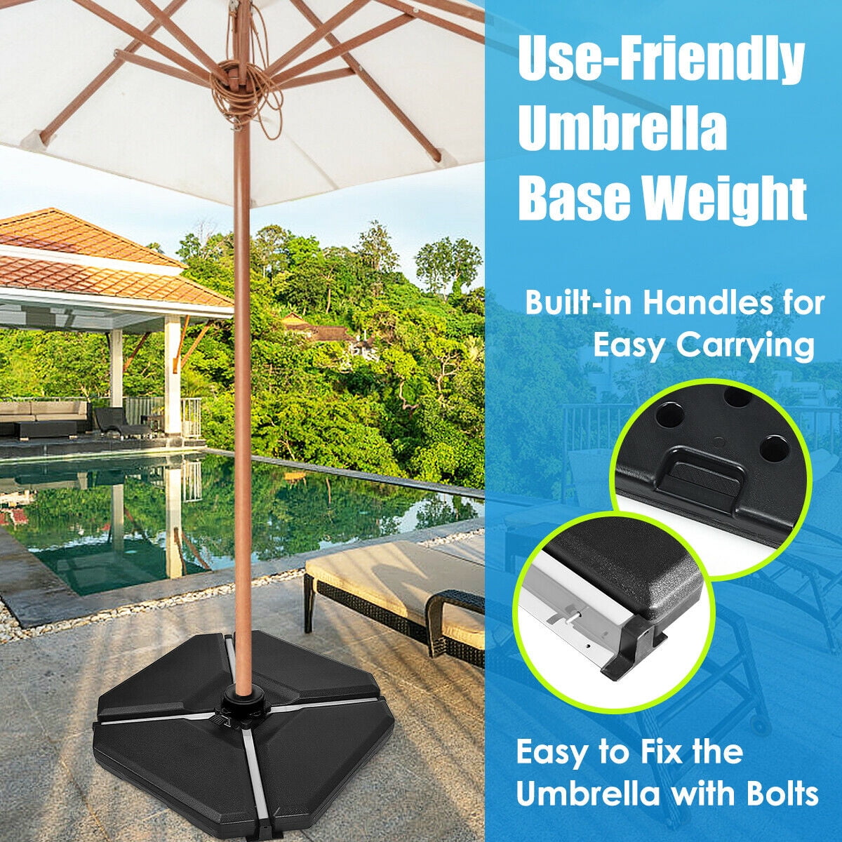 Gymax 4pcs Patio Cantilever Offset Umbrella Base Sand Water Filled Walmart Canada