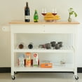 thumbnail image 2 of Kitchen Island & Kitchen Cart, Rubber Wood Top, Mobile Kitchen Island With Two Lockable Wheels, Simple Design For Easy Storing And Fetching, Two Drawers Give Unique Storage For Special Utensil., 2 of 9