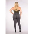 thumbnail image 4 of Plus Size Sculpting Treggings With Faux Leather Belt - Gray  White Plaid, 4 of 5