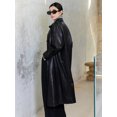 thumbnail image 4 of Gabardina larga y elegante de piel de oveja auténtica para mujer, primavera otoño 2024, tendencia de alta gama, clásica, vintage, negra, de cuero genuino, 4 of 4