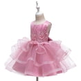 thumbnail image 4 of Vedolay Girls Elegant Sleeveless Crew Neck Floral Lace Princess Dress,Pink 4-5 Years, 4 of 5
