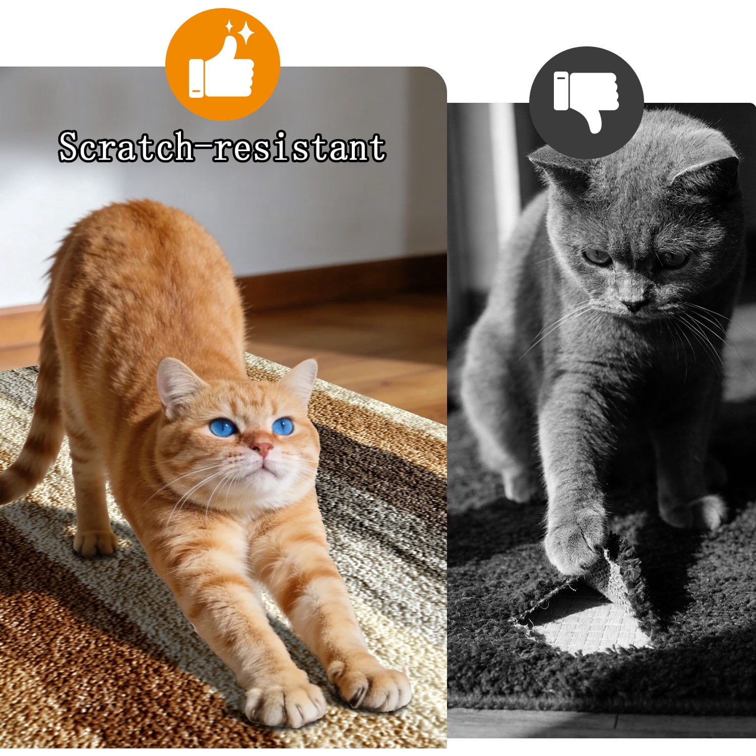 3-Piece Farmhouse Kitchen Rug Set, Washable Anti Slip Striped Floor Mats in 3 Sizes, Stain Resistant Decor Rugs for Kitchen Hallway Bathroom Home Christmas Decor