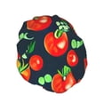thumbnail image 2 of Easygdp Tomatoes Shower Caps for Women, Double Waterproof Layers Shower Cap, Quick Drying Bath Hair Cap Reusable, 2 of 9