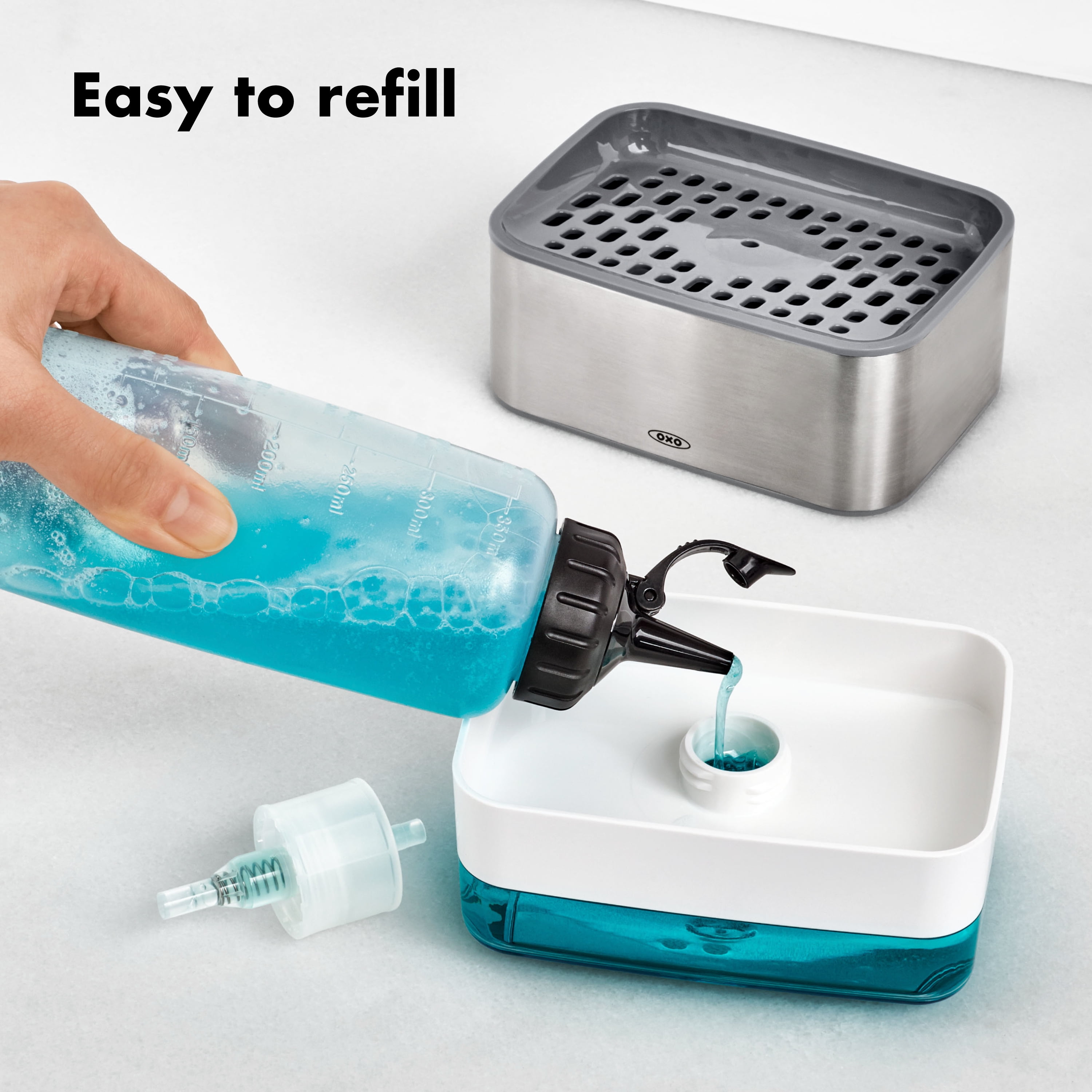 (3 pack) OXO Stainless Steel Soap Dispensing Sponge Holder