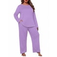thumbnail image 2 of Cueply Women's Plus Size Pajama Set Long Sleeve Pjs Long Pants Sleepwear Two Piece Loungewear with Pockets, 2 of 7