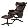 thumbnail image 2 of Baxton Studio Elwood Brown Faux Leather 2-Piece Lounge Chair and Footrest Set, 2 of 6