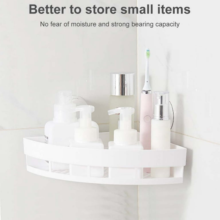  LEVERLOC Corner Shower Caddy Suction Cup & Toothbrush Holder  NO-Drilling Removable Bathroom Shower Shelf Heavy Duty Max Hold 22lbs Caddy  Organizer Waterproof & Oilproof for Bathroom & Kitchen - White 