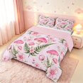thumbnail image 2 of Homewish Kawaii Plant Mushrooms Full Size Comforter Sets,Cute Pink Floral Leaves Bedding Comforter Set,Pink Reversible,3-Piece,1 Comforter and 2 Pillowcases, 2 of 7