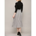 thumbnail image 3 of MBJ WB2383 Womens High Waist Polka Dot Pleated Skirt Midi Swing Skirt with Pockets L WHITE_BLACK, 3 of 6