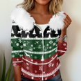 thumbnail image 4 of Women's Fashion Casual Sweater Zipper Cardigan, Christmas Striped Print Plush Hooded Jacket for Festive Seasonal Outfits and Comfort,Green,S, 4 of 6