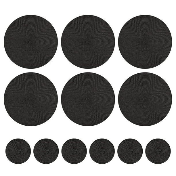 Non Slip Dining Kitchen Table Mats, Black Round Table Mats And Coasters