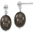 thumbnail image 1 of Sterling Silver S Majestik Rh-Pl10-11mm Blk Rice Imitat Shell Pearl Post Dangle Ea Made In Canada qmje116b, 1 of 5