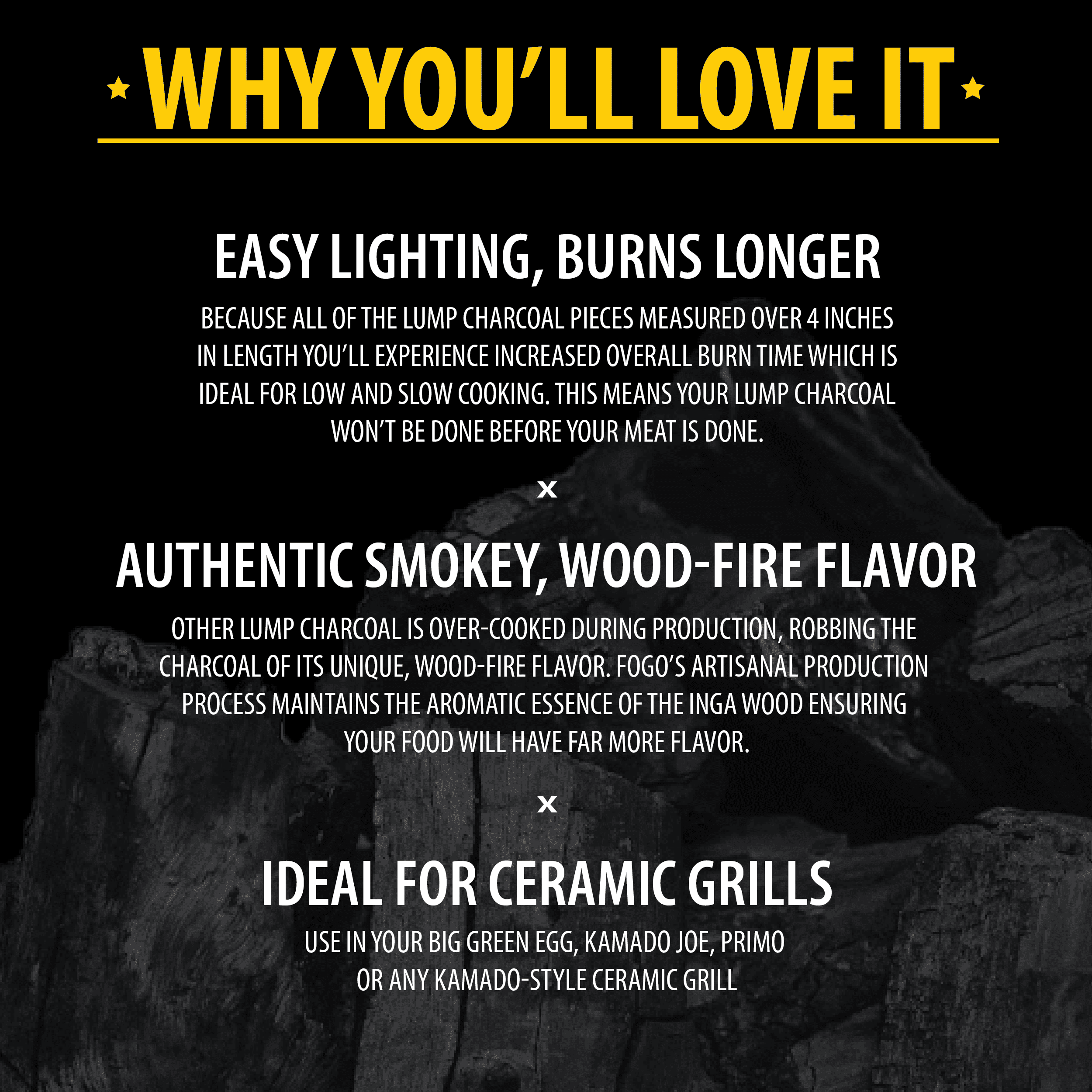 FOGO Premium Hardwood Lump Charcoal, Natural, Large Sized Lump Charcoal for Grilling and Smoking, Restaurant Quality, 35 Pound Bag, 2-pack