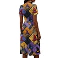 thumbnail image 5 of Womens Halloween Midi Dresses Witch Hat Ghost V Neck Spooky Sundress Pumpkin Spider Webeb Short Sleeve Funny Dresses, M, 5 of 5