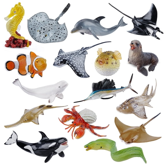 Toymany Simulation 16-Piece Sea Ocean Animal Model Toy Mini Figures Dolls Action Figurines Toys Children Gift Cake Decoration