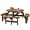 Brown, variant on 6-Person Outdoor Circular Wooden Picnic Table with 3 Built-in Benches Camping Dining Table for Garden Patio Backyard,Brown