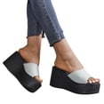thumbnail image 3 of zttd fashion summer women sandals wedge heel thick sole fish mouth solid color multicolor casual slipper women's slipper a, 3 of 6