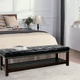 thumbnail image 2 of Bedroom & Entryway Upholstered Wooden Base Bench - Comfortable Seat With Full Sponge Filling. Construction Solid Wood Frame And Birch Legs. Soft Pu Material. 61.77"w X 19.84"d 18.08"h. Black Bench., 2 of 7