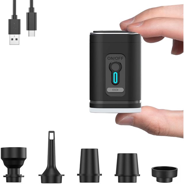 Electric Air Pump for Inflatables Mini Air Bed Pump with 5 Nozzles 4kPa Powerful Inflator Deflator Air Pump Portable Electric Pump for Air Mattress Airbed Paddling Pool Swimming Ring