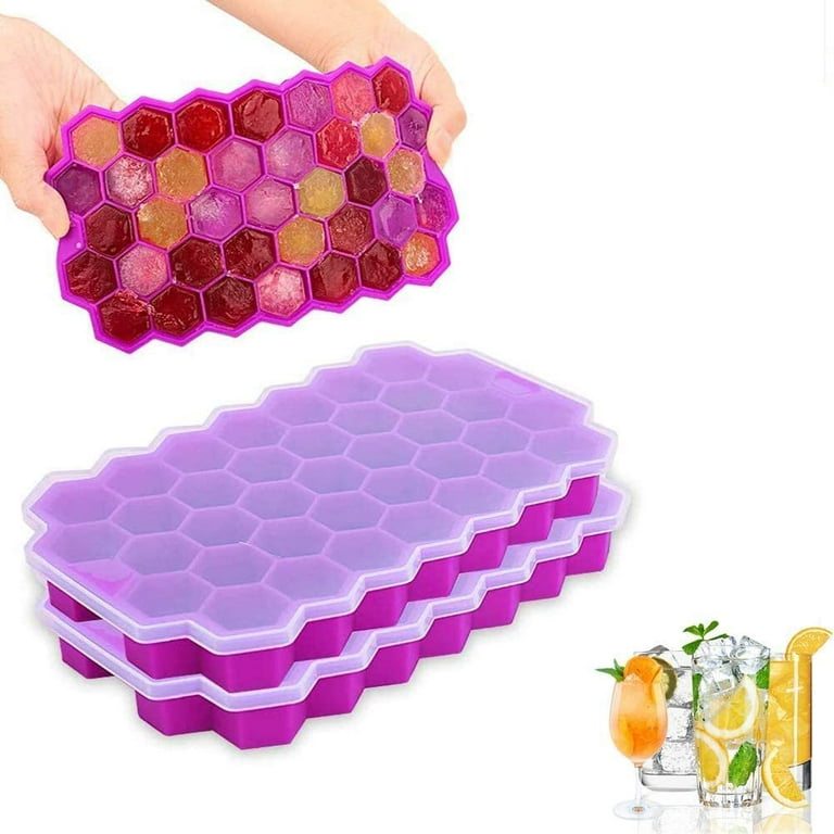 Ice Cube Trays for Freezer, 74 Hexagon Shape Stackable Ice Trays - 2 Pack