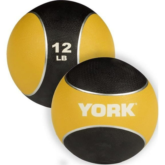 York Barbell 65112 12 lbs 2 Tone Medicine Rubber Ball, Yellow