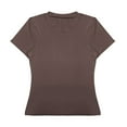 thumbnail image 3 of Weikingp Clearance！ Women's Crew Neck Short Sleeve Tees Slim Fit T Shirt Basic Tops Solid color O-Neck Tee stripe work, 3 of 3