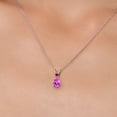 thumbnail image 3 of Gem Stone King 14K White Gold Pink Created Sapphire and Red Created Ruby Pendant Necklace for Women | 1.03 Cttw | Gemstone September Birthstone | Pear Shape 8X5MM | With 18 inch Chain, 3 of 6