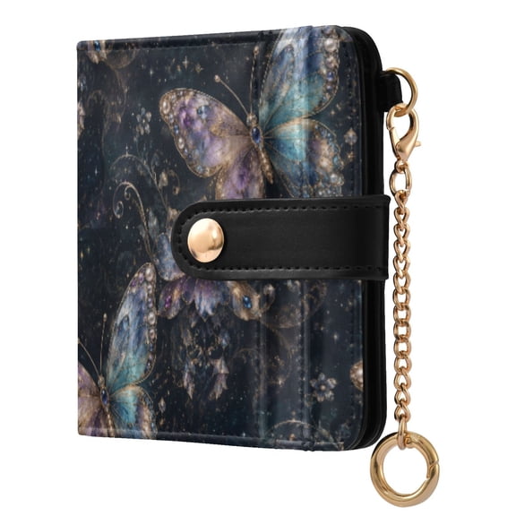 Womens Wallet PU Leather Bifold Small Purse with RFID Blocking Credit Card Holder Fantasy Butterfly