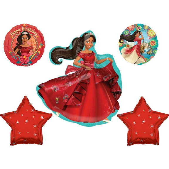 5 Piece ELENA OF AVALOR Happy Birthday Party Balloons Decoration Supplies Disney Show