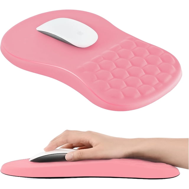 Ergonomic Mouse Pad with Wrist Rest Support Large Mousepad with Memory Foam Wrist Rest and PU Base Massage Bulge Design for Pain Relief Computer Wireless Mouse Desk(xx ) Bl
