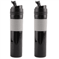 thumbnail image 1 of 2X Coffee Maker French Press Travel Coffee Mug Portable Tea and Coffee Maker Bottle, Hot and Cold Coffee Brewer,2 x coffee press mug,Black, 1 of 8